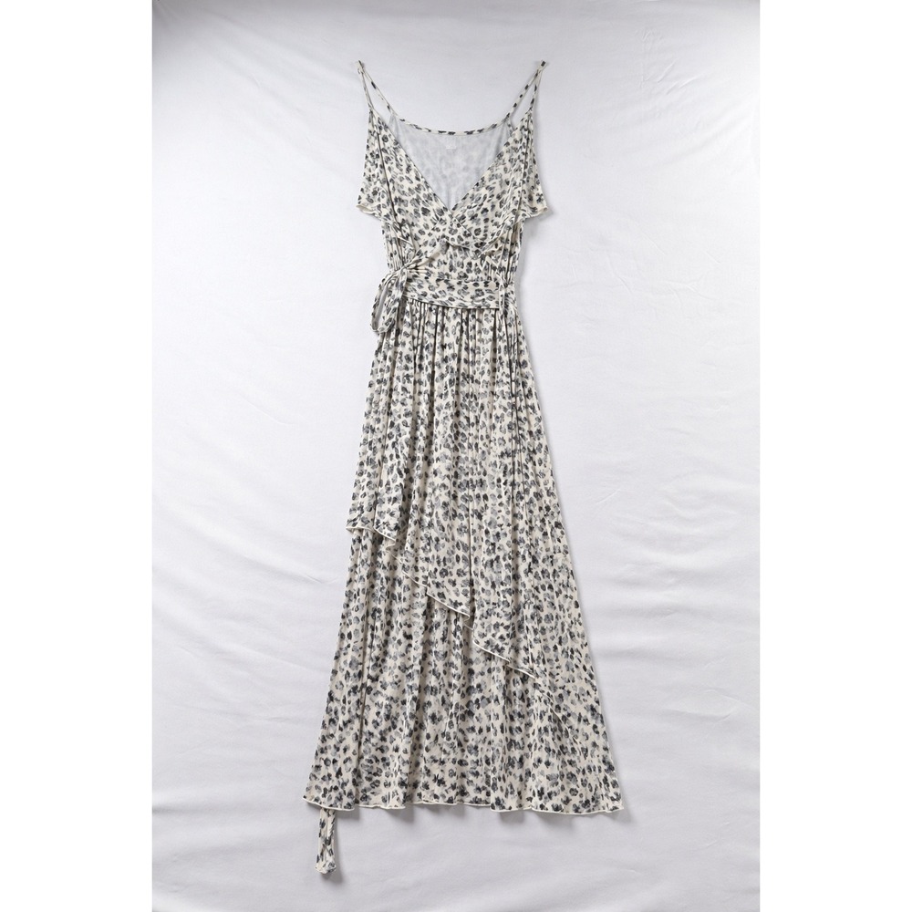 Sofia Jeans by Sofia Vergara Maxi Dress Size M Blue Leopard Print (Faux Wrap)
